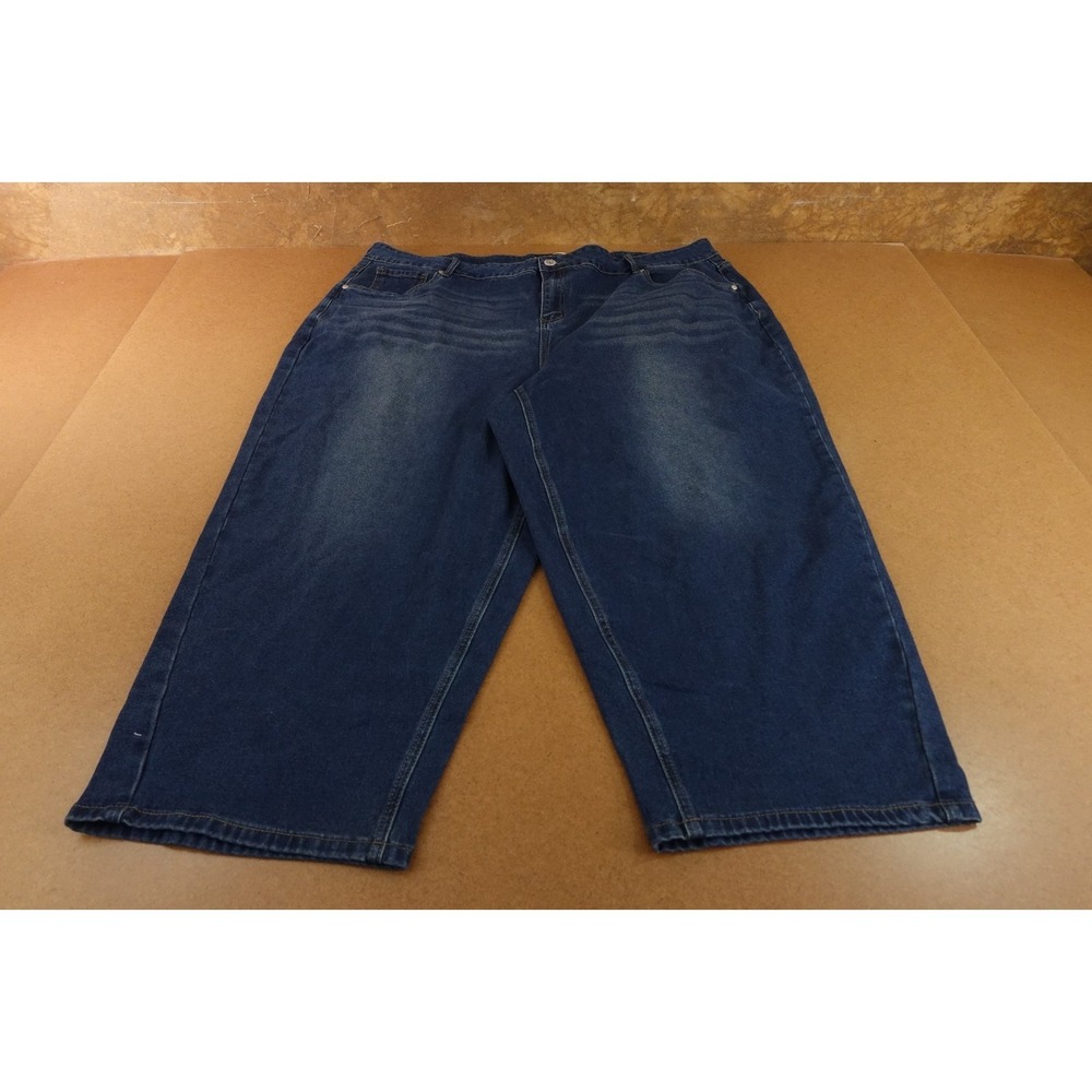 Bloomchic Womens Plus Size 24 Dark Wash Denim Straight Leg Capri Jeans New